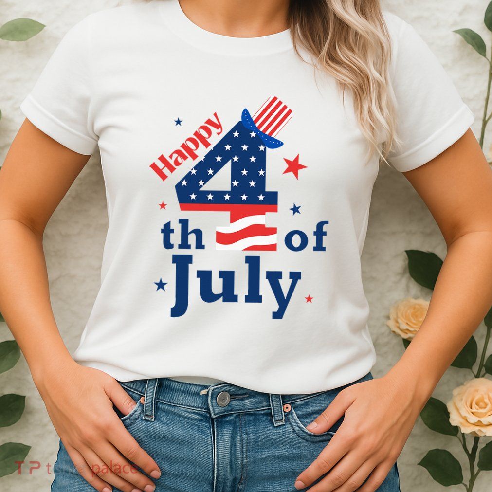 Happy 4th Of July Patriotic American Us Flag Womens T-Shirt
