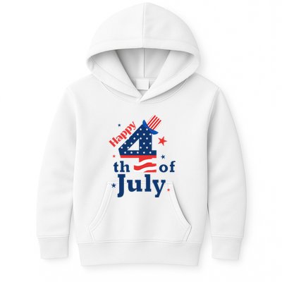 Happy 4th Of July Patriotic American Us Flag Kids Hoodie