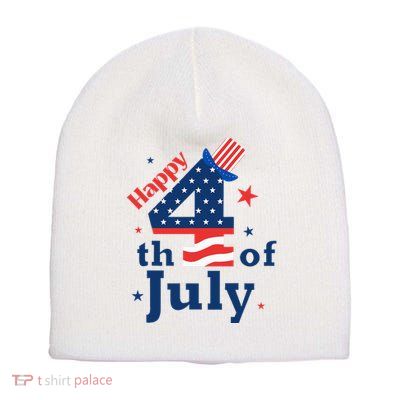 Happy 4th Of July Patriotic American Us Flag Short Acrylic Beanie