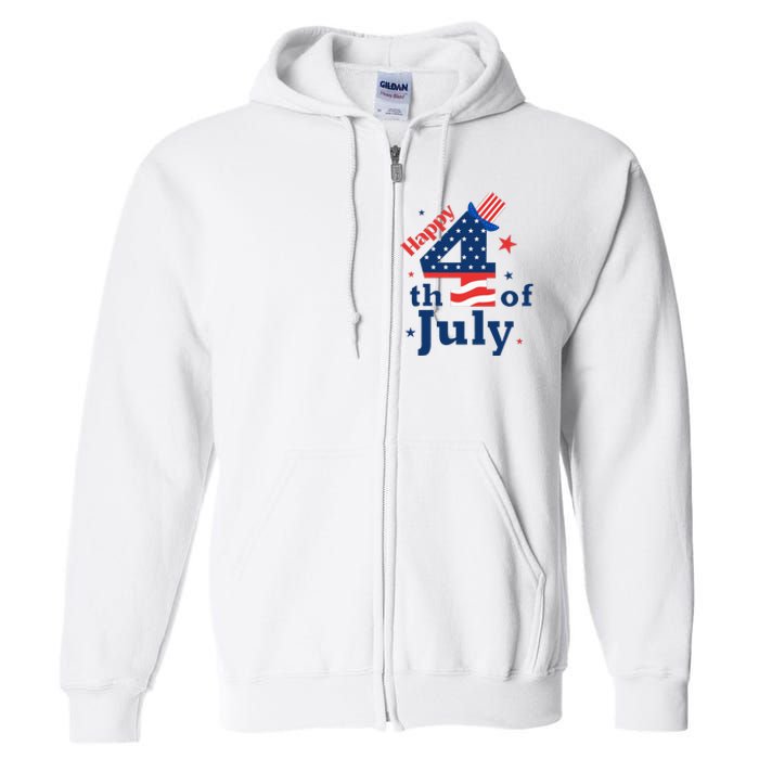 Happy 4th Of July Patriotic American Us Flag Full Zip Hoodie