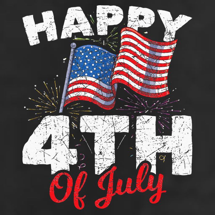 Happy 4th Of July Patriotic American US Flag 4th Of July 7 Panel Mesh Trucker Snapback Hat