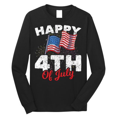 Happy 4th Of July Patriotic American US Flag 4th Of July Long Sleeve Shirt