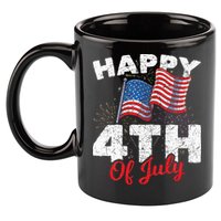 Happy 4th Of July Patriotic American US Flag 4th Of July 11oz C Handle Ceramic Mug