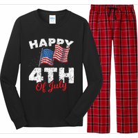 Happy 4th Of July Patriotic American US Flag 4th Of July Long Sleeve Pajama Set