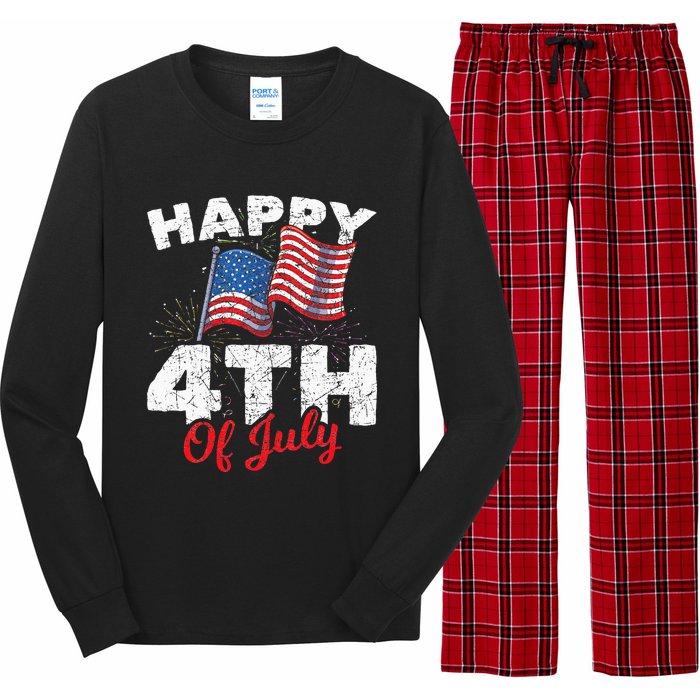 Happy 4th Of July Patriotic American US Flag 4th Of July Long Sleeve Pajama Set