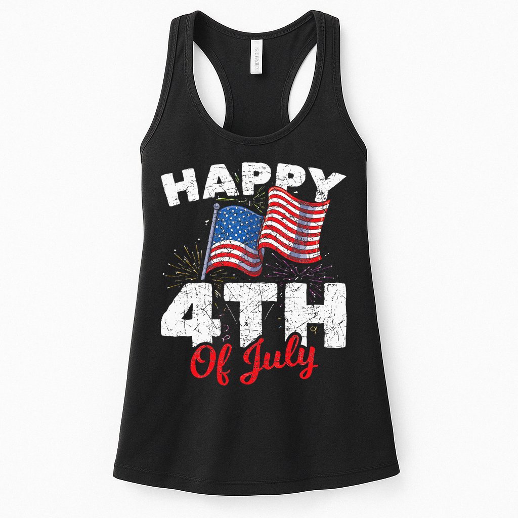 Happy 4th Of July Patriotic American US Flag 4th Of July Womens Tank Top