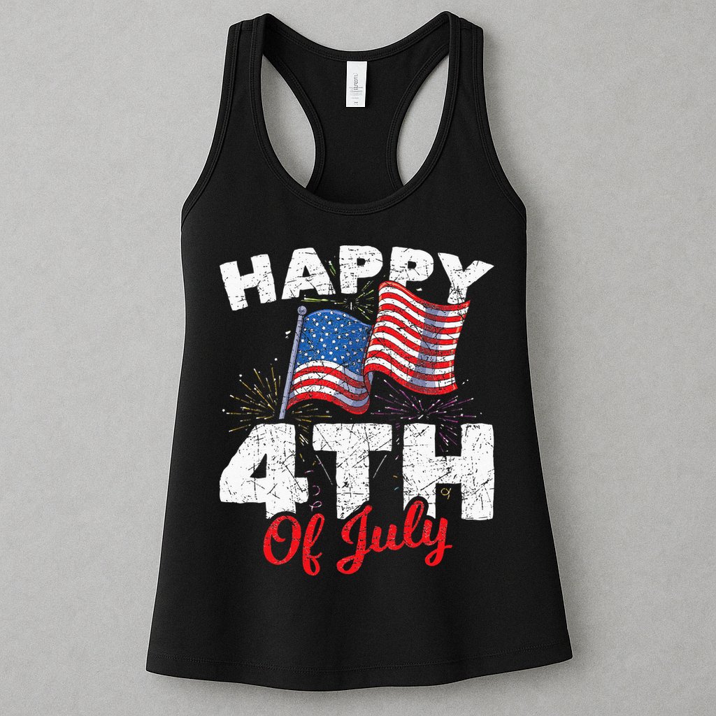 Happy 4th Of July Patriotic American US Flag 4th Of July Womens Tank Top