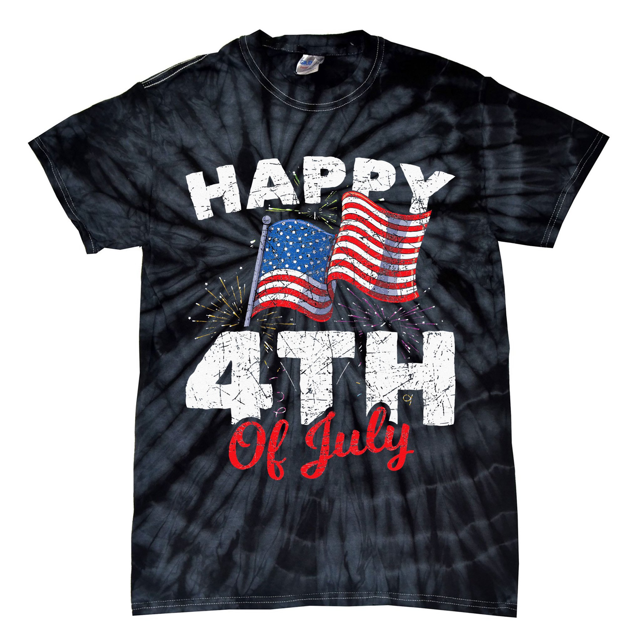 Happy 4th Of July Patriotic American US Flag 4th Of July Tie-Dye T-Shirt