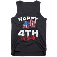 Happy 4th Of July Patriotic American US Flag 4th Of July Tank Top