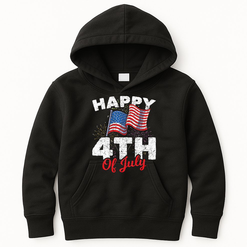 Happy 4th Of July Patriotic American US Flag 4th Of July Kids Hoodie