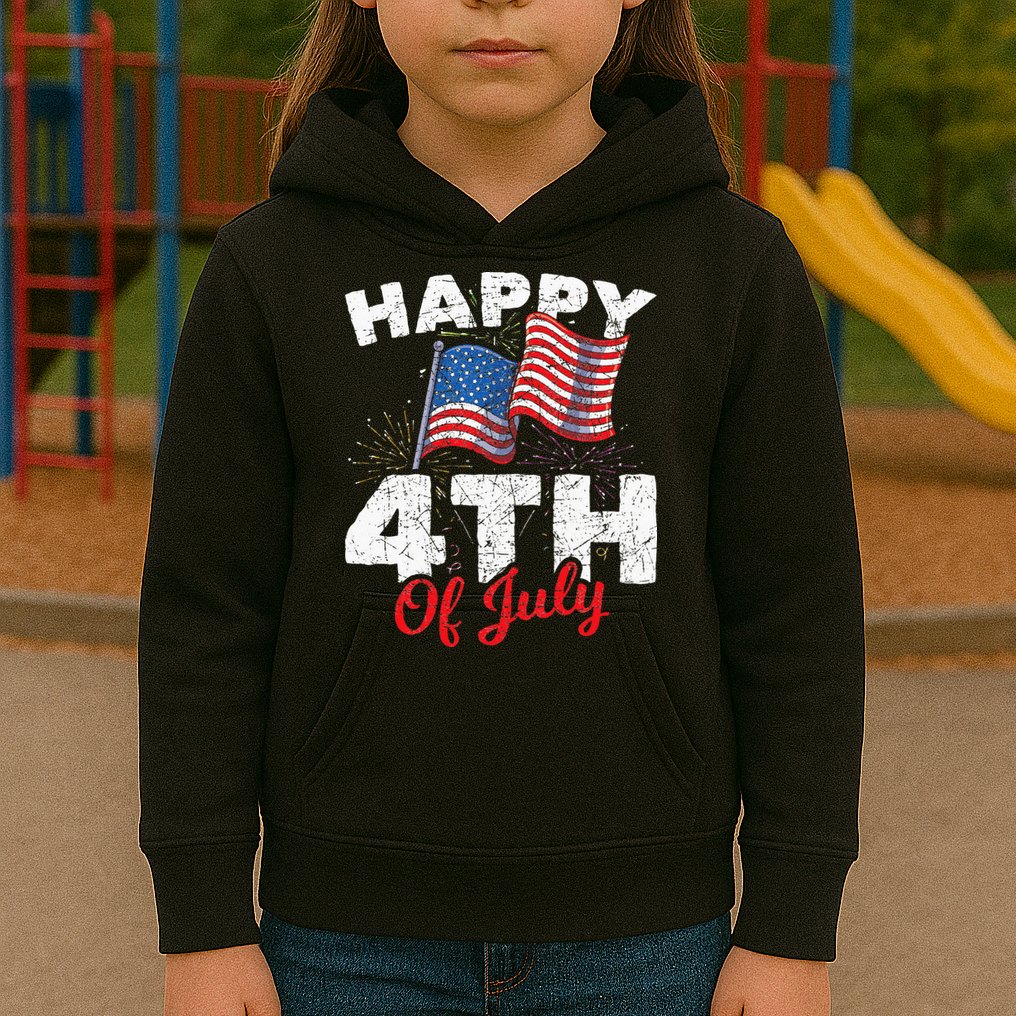 Happy 4th Of July Patriotic American US Flag 4th Of July Kids Hoodie