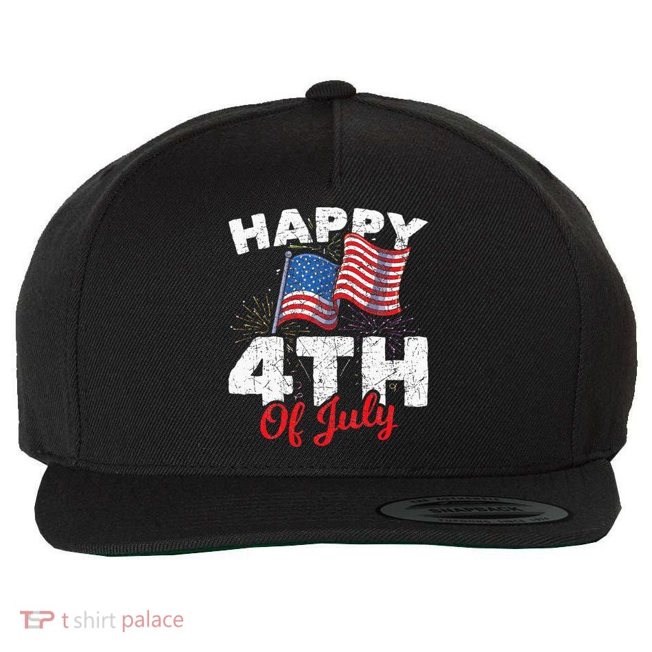 Happy 4th Of July Patriotic American US Flag 4th Of July Wool Snapback Cap