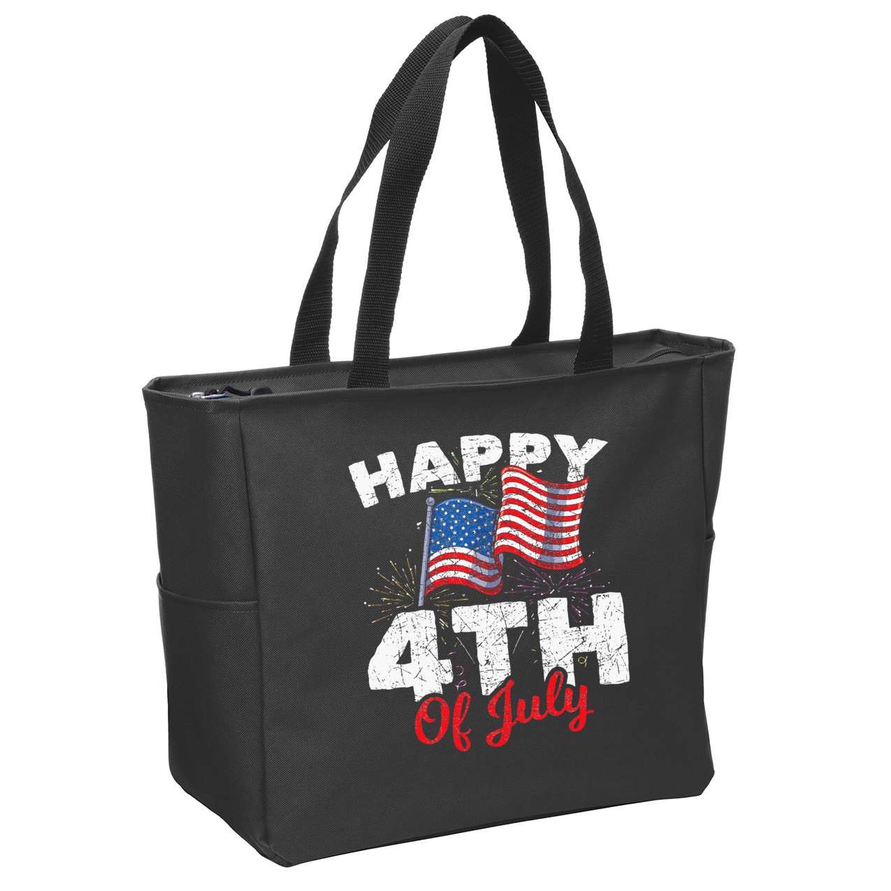 Happy 4th Of July Patriotic American US Flag 4th Of July Zip Tote Bag