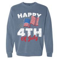 Happy 4th Of July Patriotic American US Flag 4th Of July Garment-Dyed Sweatshirt