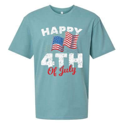 Happy 4th Of July Patriotic American US Flag 4th Of July Sueded Cloud Jersey T-Shirt