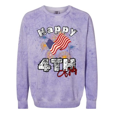 Happy 4th Of July Patriotic American Independence Day Colorblast Crewneck Sweatshirt