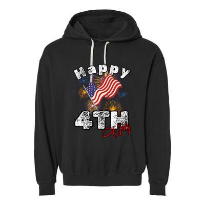 Happy 4th Of July Patriotic American Independence Day Garment-Dyed Fleece Hoodie