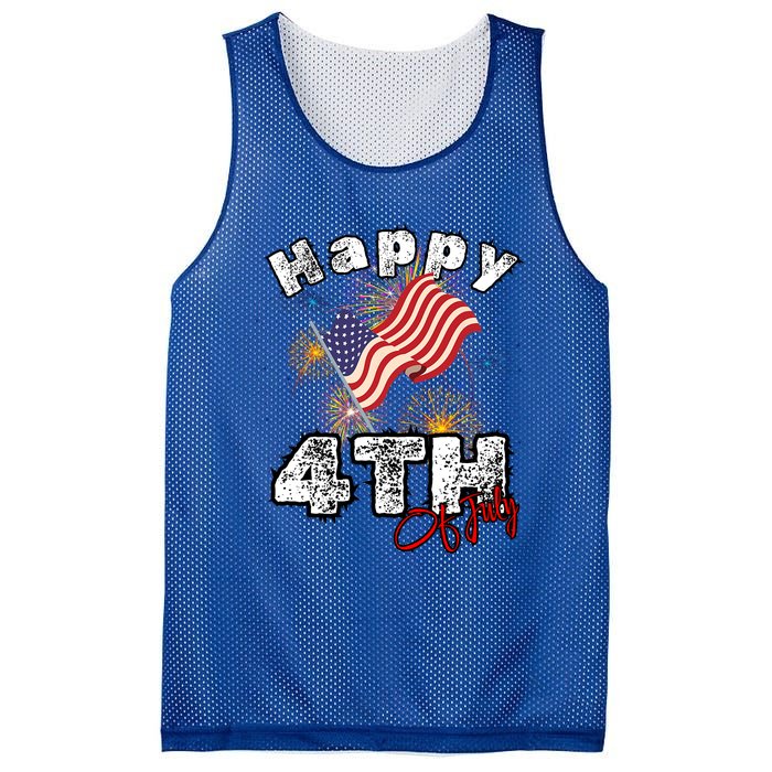 Happy 4th Of July Patriotic American Independence Day Mesh Reversible Basketball Jersey Tank