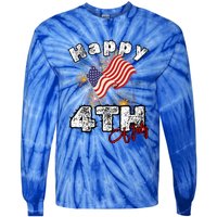 Happy 4th Of July Patriotic American Independence Day Tie-Dye Long Sleeve Shirt