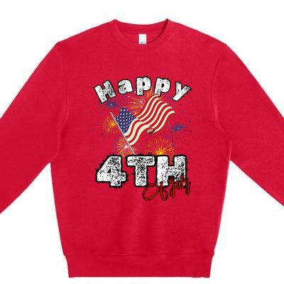 Happy 4th Of July Patriotic American Independence Day Premium Crewneck Sweatshirt