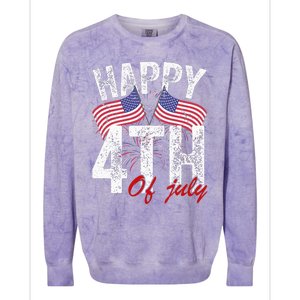 Happy 4th Of July American Flag Usa Patriotic Colorblast Crewneck Sweatshirt