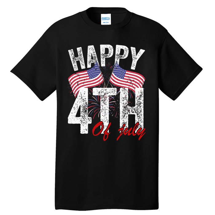 Happy 4th Of July American Flag Usa Patriotic Tall T-Shirt