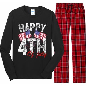 Happy 4th Of July American Flag Usa Patriotic Long Sleeve Pajama Set