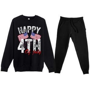 Happy 4th Of July American Flag Usa Patriotic Premium Crewneck Sweatsuit Set