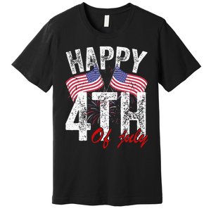 Happy 4th Of July American Flag Usa Patriotic Premium T-Shirt