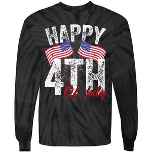 Happy 4th Of July American Flag Usa Patriotic Tie-Dye Long Sleeve Shirt