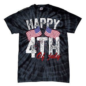 Happy 4th Of July American Flag Usa Patriotic Tie-Dye T-Shirt