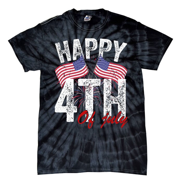 Happy 4th Of July American Flag Usa Patriotic Tie-Dye T-Shirt