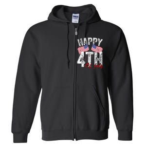 Happy 4th Of July American Flag Usa Patriotic Full Zip Hoodie