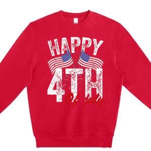 Happy 4th Of July American Flag Usa Patriotic Premium Crewneck Sweatshirt