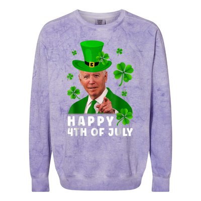 Happy 4th Of July Anti Joe Biden Shamrock St Patricks Day Colorblast Crewneck Sweatshirt