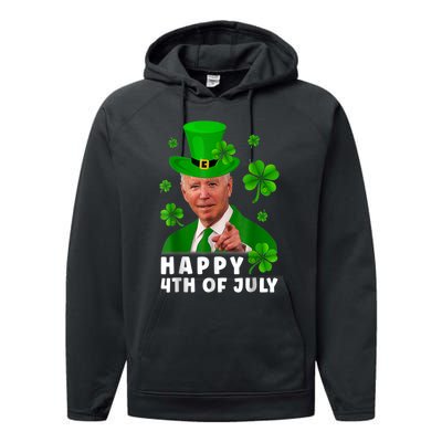 Happy 4th Of July Anti Joe Biden Shamrock St Patricks Day Performance Fleece Hoodie