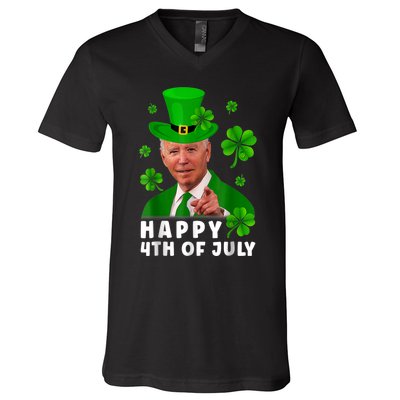 Happy 4th Of July Anti Joe Biden Shamrock St Patricks Day V-Neck T-Shirt