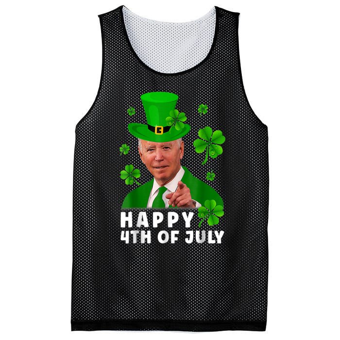 Happy 4th Of July Anti Joe Biden Shamrock St Patricks Day Mesh Reversible Basketball Jersey Tank