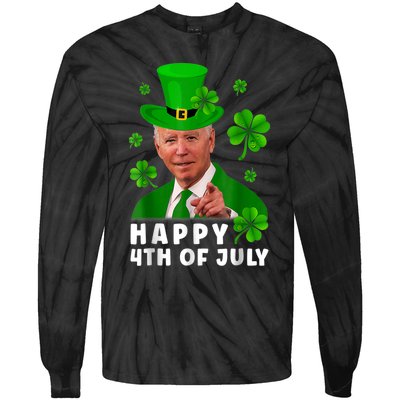 Happy 4th Of July Anti Joe Biden Shamrock St Patricks Day Tie-Dye Long Sleeve Shirt