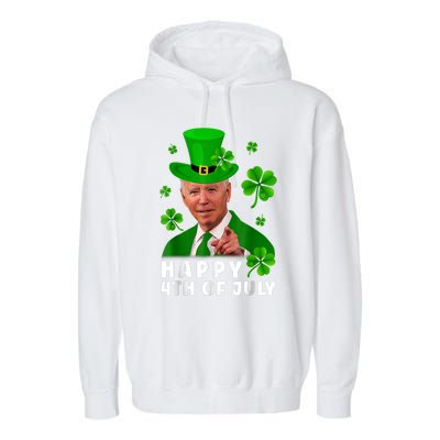 Happy 4th Of July Anti Joe Biden Shamrock St Patricks Day Garment-Dyed Fleece Hoodie