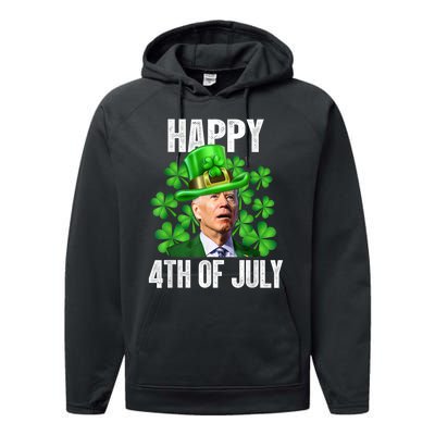 Happy 4th Of July Confused Funny Joe Biden St Patricks Day Performance Fleece Hoodie