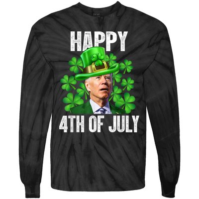 Happy 4th Of July Confused Funny Joe Biden St Patricks Day Tie-Dye Long Sleeve Shirt