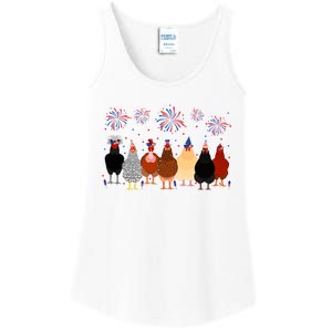 Happy 4th Of July Independence Day Fireworks Chicken Hen Farmer Ladies Essential Tank