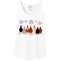 Happy 4th Of July Independence Day Fireworks Chicken Hen Farmer Ladies Essential Tank