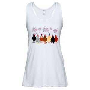 Happy 4th Of July Independence Day Fireworks Chicken Hen Farmer Ladies Essential Flowy Tank