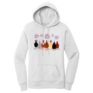 Happy 4th Of July Independence Day Fireworks Chicken Hen Farmer Women's Pullover Hoodie