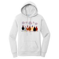 Happy 4th Of July Independence Day Fireworks Chicken Hen Farmer Women's Pullover Hoodie