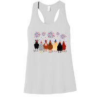 Happy 4th Of July Independence Day Fireworks Chicken Hen Farmer Women's Racerback Tank