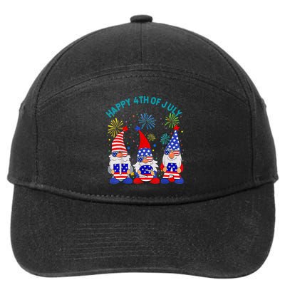 Happy 4th Of July Gnome American US Flag 4th Of July 7-Panel Snapback Hat