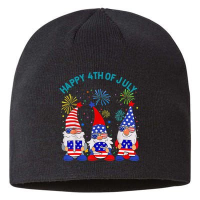 Happy 4th Of July Gnome American US Flag 4th Of July Sustainable Beanie